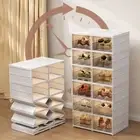 Transparent Foldable Shoe Box Plastic Shoe Rack Shoe Cabinet Household