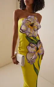 [Leo Lin] Rayna Appliquéd Iris-Printed Maxi Dress