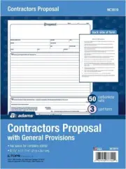 Adams NC3819 Contractors Proposal w/ General Provisions, 50 Carbonless, 3 Part
