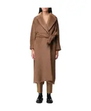 Wool lace-up long-sleeved coat IT42 Brown