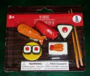 3D ERASERS Seafood SUSHI 5 Pack NEW SEALED Ebi Tekka Maki Toro Nagiri Sashimi