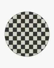 245' Round | Machine Washable Runner Rug | Kid & Pet Friendly | Indoor Rug | Jaque Checkered Black Flatwoven Rug | Ruggable