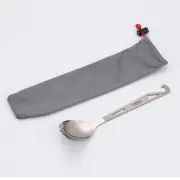 Polished Titanium Cutlery Set with Carry Pouch for Backpacking and Hiking