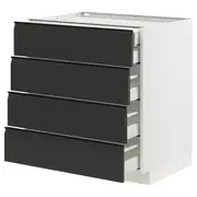 METOD / MAXIMERA base cb 4 frnts/2 low/3 md drwrs, white/Upplöv matt anthracite, 80x60x80 cm