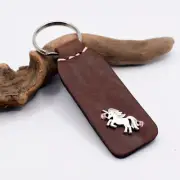 Unicorn Keychain Handmade Personalized Custom Engraved Leather Keyring