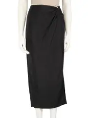 Black Embellished Trim Midi Skirt