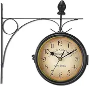 Double Sided Wall Clock,Outdoor Garden Clock Train Station Clock Vintage Wall Mounted Clock Outdoor Garden Beautiful Scenery