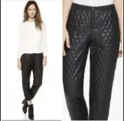 NWT BCBG MAXAZRIA LUCIEN QUILTED FAUX LEATHER PANTS SZ M $268.00