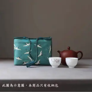 【原藝坊】復古風 加厚棉麻茶具收納包 布包 大(吉祥千鶴)