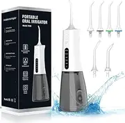 QFBUDR Water Dental Flosser Cordless for Teeth - 5 Modes Dental Oral Irrigator, Portable Rechargeable IPX7 Waterproof Water Teeth Cleaner Picks for Home Travel