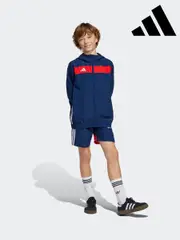 adidas Blue Tiro Essentials Woven Hoodie (E37308) | $76