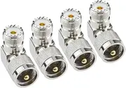 UHF Male PL-259 to UHF Female SO-239 L Shape Right Angle 90 Degree RF Coax Coaxial Adapter Connector（Pack of 4） Eifagur
