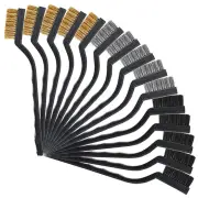 15PCS Wire Brush Set Stainless Steel Brass & Nylon Curved Handle Brushes for Cleaning Welding Slag & Rust Removal Indust