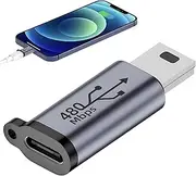 Mini USB to USB C Adapter, USB Male to USB C Female Adapter, 480Mbps Transfer Speed, Connector for Data Transfer from USB C to USB A, MP3, Camera, Phone, Type C to Mini USB Borato