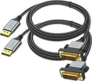 XiAyriky DisplayPort to DVI Cable 2-Pack, DP (Display Port) to DVI Cable Cord Adapter Male to Male Gold-Plated Nylon Braided for Computer, Monitor and Other Brand-6 FT, XiA220916001