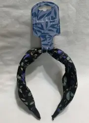 Nicole Miller New York Blue Floral Fabric Knotted Bangle Headband
