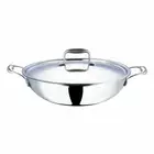 Vinod Platinum Triply Stainless Steel Kadai With Lid 36 cm 8 L Induction Base
