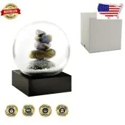 Elegant Glass Cairn Snow Globe - Floating Snowflakes in Classic Style