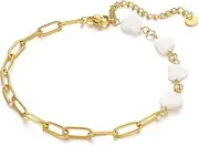 [rgwtgkyh] Ankle Bracelets for Women Waterproof 14K Real Gold Plated Paperclip Link Chain Anklet Dainty Heart Star Charm Waterproof Anklet Beach Jewelry