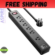 6Ft Power Strip Surge Protector - Extension Cord with 6 AC Outlets and 3 USB