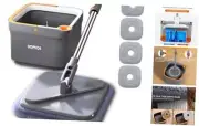 Spin Mop and Bucket System, Includes Dual Compartment Mop Mop Set with 4 Pads