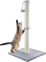 Dimaka 34 inch Tall Ultimate Cat Scratching Post, Claw Scratcher with Sisal Rope and Covered with Soft Smooth Plush, Vertical Scratch [Full Stretch], Modern Stable Design for Cats(Grey V2)
