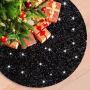 Black Christmas Tree Skirt Glitter Velvet Xmas Tree Skirts 36 Inch Round Sequ...