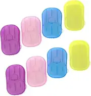 Yardwe Soap Sheets 8pcs Portable Hand Washing Tablets Travel Size Toiletries Paper Soap for Bath Face Hand Wash Safe for Camping Hiking BBQ Office Home Plastic Box Color