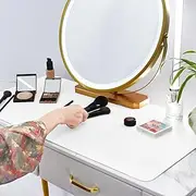 Makeup Mat for Vanity Top Protector,Dresser Protector Top Vanity Essentials,Craft Mats to Protect Table,Nail Art Table Mat,Vanity Desk Cover Pads, Dresser Cover Top Mats,23.6x11.8in (White & Khaki)