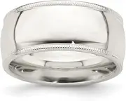 [JewelryWeb] 925 Sterling Silver Solid Polished Milgrain Half Round Engravable 9mm Millgrain Comfort Fit Band Ring Jewelry Gifts for Women - Ring Size Options Range: H to Z