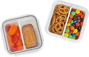 carrotez 2 Compartment Snack Containers, Small Food Storage Containers, Small Snack containers with Airtight lids for Mini Fridge, Stackable, Reusable, 2 PACK