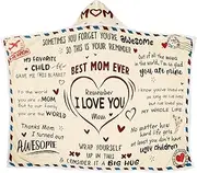 Mother's Day Blanket - I Love You Mom Blanket | Soft Envelope Design Hooded Flannel Comforter Machine Washable for Women Lazy Air Conditioner Home Decor Spa Day