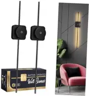 Rechargeable Wall Sconces Set of 2 | 24.4" Length | Wireless Battery Black