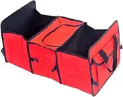 Car Boot Organiser Car Trunk Organizer Universal Car Soft Felt Storage Box Cargo Container Box Trunk Bag Stowing Tidying Holder Multi-Pocket(Red)