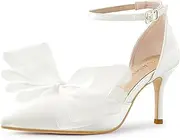 [Allegra K] Women's Bow Tie Ankle Strap Stiletto High Heels Pumps