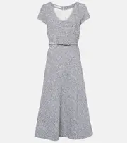 [Alessandra Rich] Alessandra Rich Sequined tweed midi dress AU 10 grey