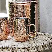 Pack Of 6 Moscow Mule Copper Stainless Steel Hammered Barrel Cup Mug Gold Handle