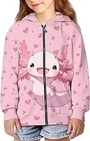 [Fishoutleap] Girls' Fashion Hoodies & Sweatshirts Size 6-16 Lightweight Zip Up Hoodie Casual Long Sleeve Jacket