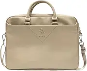 Guess Grained 4G Logo Pu Leather Laptop Bag, 15/16 Inch Size, Light Gold