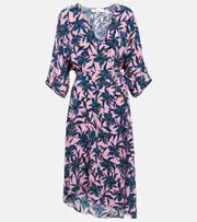 [Diane von Furstenberg] Diane von Furstenberg Floral printed midi dress AU 16 pink