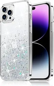 Aircawin for iPhone 15 Pro Case Clear Glitter,Bling Sparkle Star Glitter Case for iPhone 15 Pro 6.1 inch 2023,Slim Non-Yellowing Shockproof Soft TPU Bumper+Hard PC Case for Women Girls-Clear