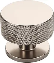 Alzassbg 10 Pack Brushed Satin Nickel Cabinet Knobs, 1.2 Inch Diameter Knurled Round Kitchen Knobs for Cabinets and Drawers AL6023SN