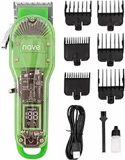 Cordless Hair Clippers for Men – Professional Zero Gap T-Blade Trimmer, Rechargeable, LCD Display, Adjustable Blade & Combs – Home & Barbershop Use (Green)