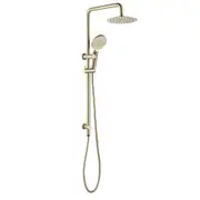 Decaura Brushed Gold 8" Rain Shower Head Set Brass Diverter Gooseneck Shower Rail WELS