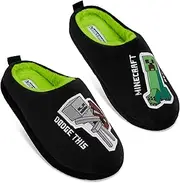 Minecraft Boys Slippers, Cozy Indoor House Shoes - Gamer Gifts for Boys