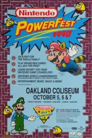 Nintendo SUPER RARE PowerFest World Championships 1990 Poster NWC NES VTG Mario