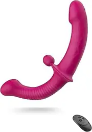 SXOVO Double-Ended Dildo with Clitoris Stimulation Ball, Female Vagina G-spot Masturbator Ten Vibration Modes Wireless Sex Toys Dildo Massager Adult Sex Toys for Women and Lesbians