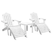Outdoor Sun Lounge Beach Wooden Adirondack Patio Chair Table - White