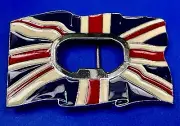 British UK Flag Union Jack Enameled Silver Tone Belt Buckle with Bottle Opener