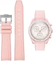 [Danxancy] Soft Rubber Straps For Omega SEAMASTER PLANET OCEAN Watch 20mm,Omega X Swatch Moonswatch Replacement Strap,Curved No Gap Moonswatch Swatch strap with Silver Stainless Steel Buckle